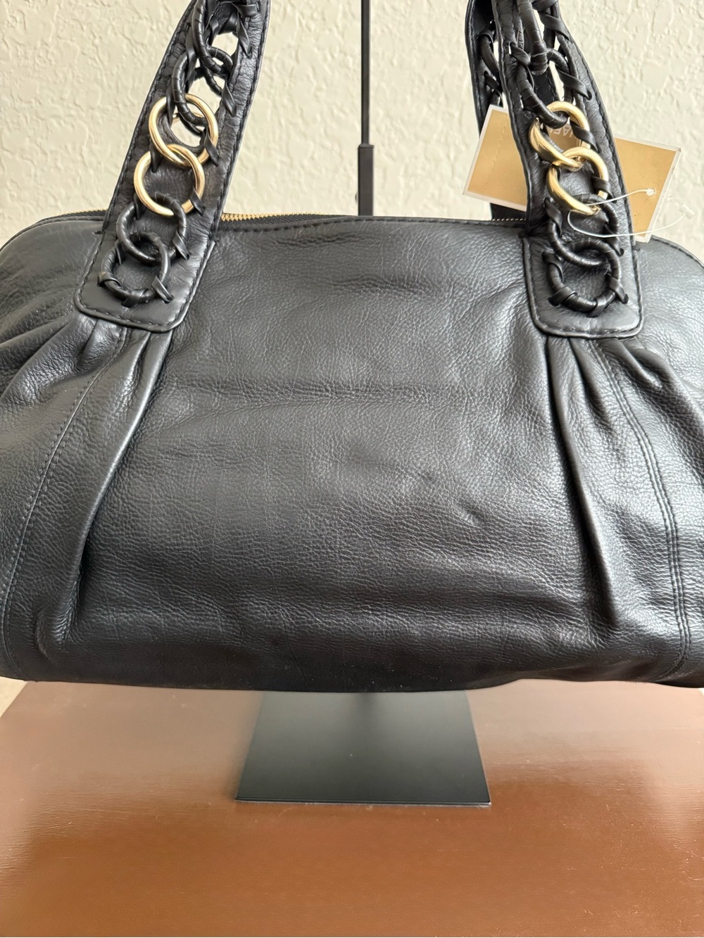 Michael Kors ID Chain Large Black Leather Satchel Handbag MSRP $1,095 - Picture 8 of 17